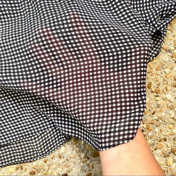 Joseph Ribkoff Black White Checkered Bat Wing Semi Sheer Elastic Wrist Blouse 10 - Picture 7 of 8